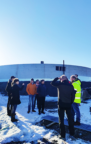 Representatives of the Finnish partners of the REMAC project studying Sauter's structures. Due to the fresh outdoors air and their own travel bubble, they dared to unmask themselves for a moment.